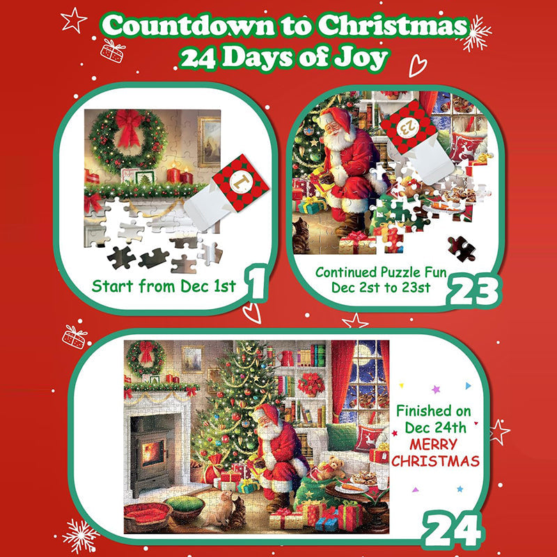 Calendrier de l'Avent de puzzles de Noël 1000 pièces - Cadeau de Noël