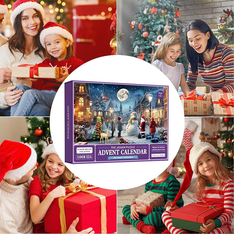 Calendrier de l'Avent de puzzles de Noël 1000 pièces - Cadeau de Noël