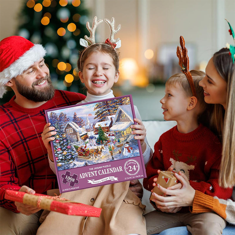 Calendrier de l'Avent de puzzles de Noël 1000 pièces - Cadeau de Noël