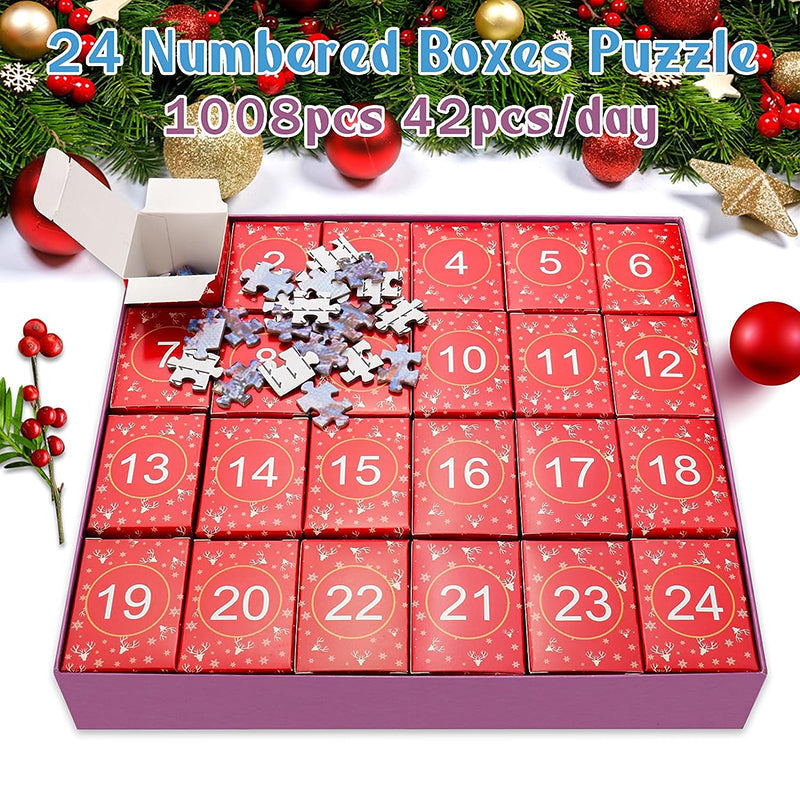 Calendrier de l'Avent de puzzles de Noël 1000 pièces - Cadeau de Noël