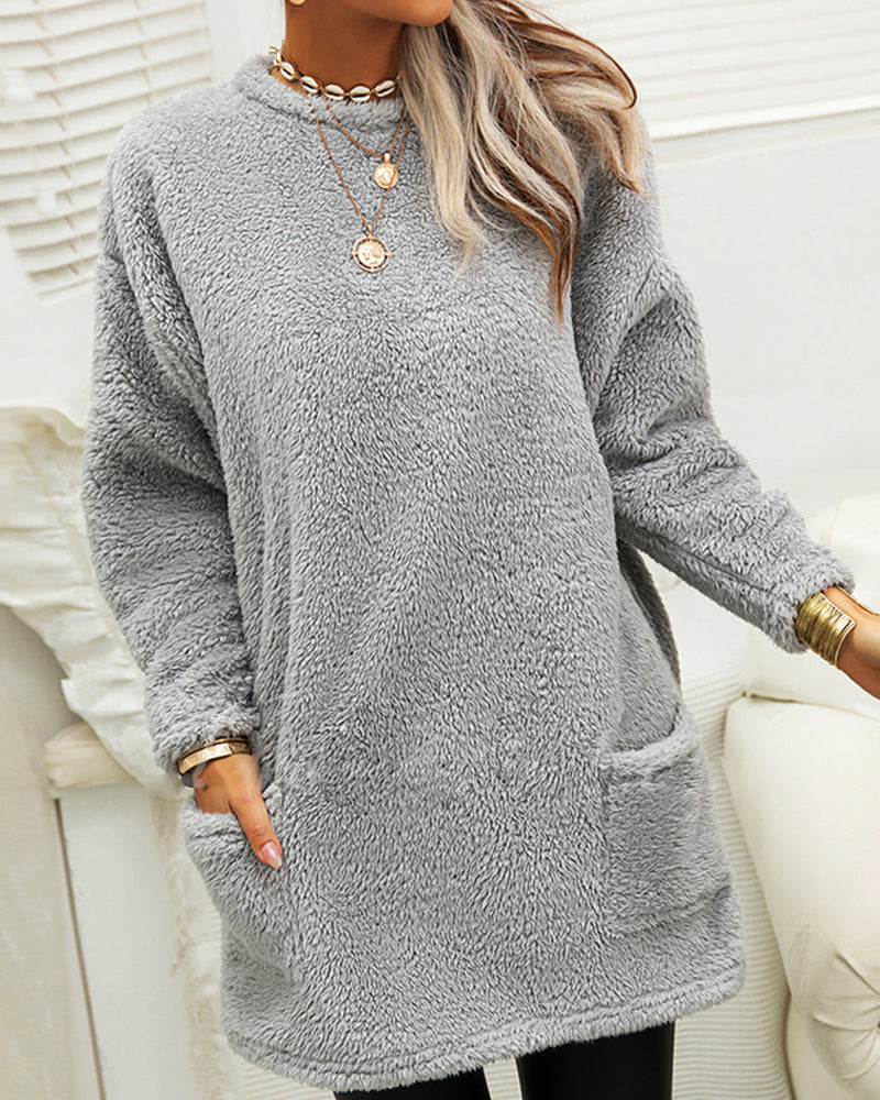 Pull tunique doux et confortable pour femmes - Sherpa surdimensionné, hiver
