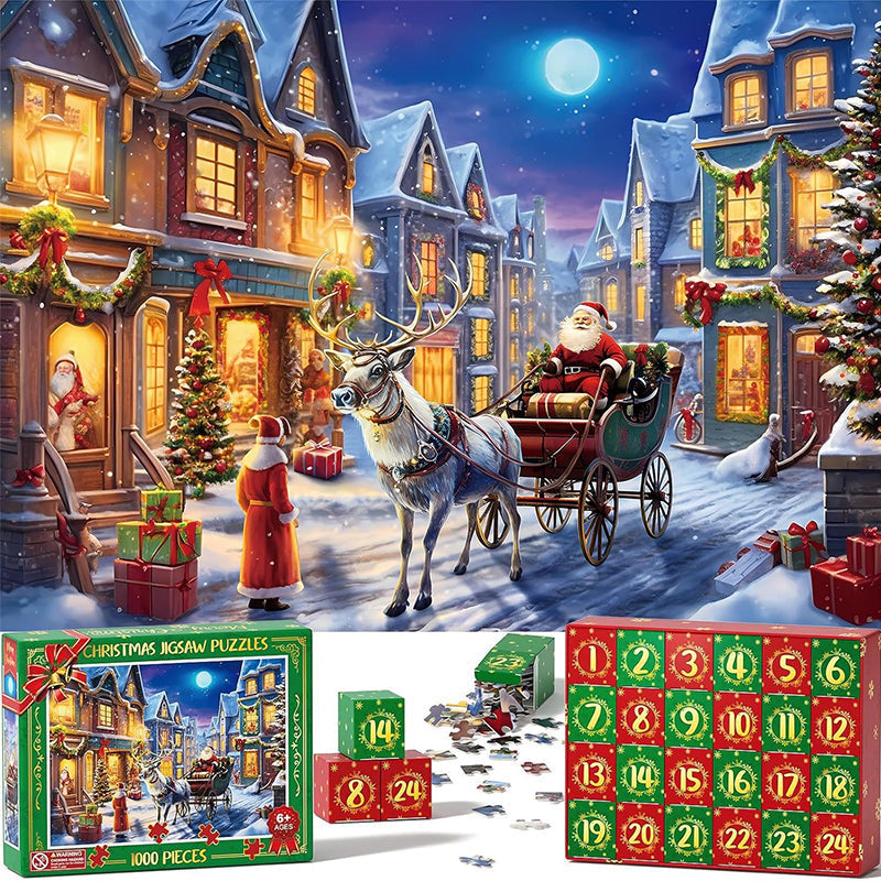 Calendrier de l'Avent de puzzles de Noël 1000 pièces - Cadeau de Noël
