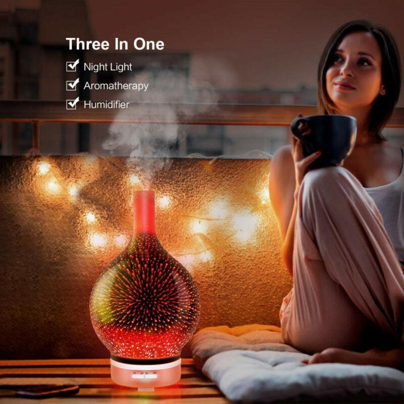 Diffuseur d'huiles essentielles d'humidificateur d'air de feux d'artifice 3D
