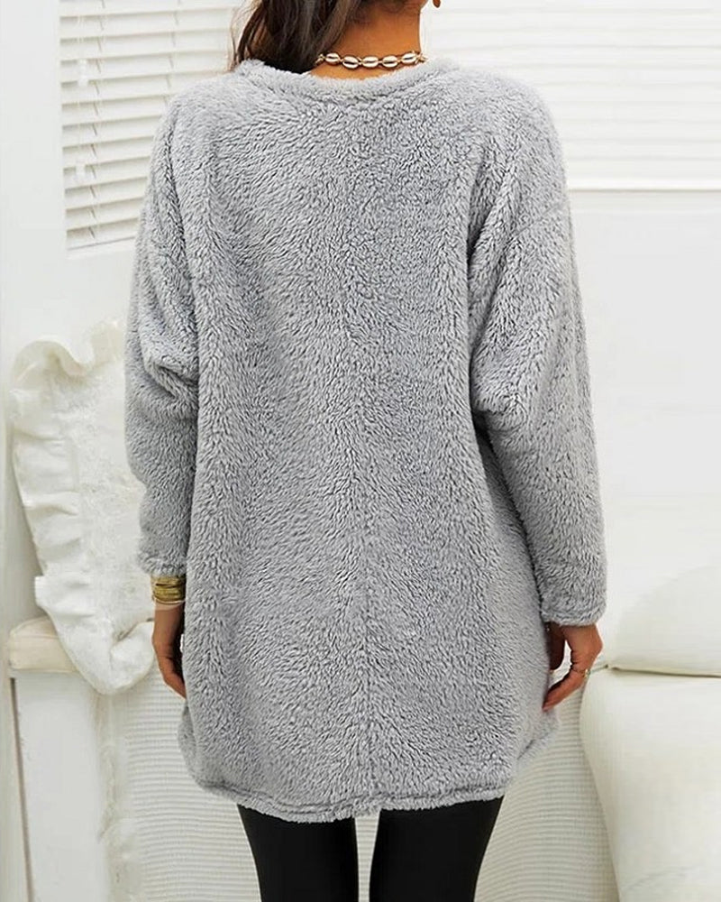 Pull tunique doux et confortable pour femmes - Sherpa surdimensionné, hiver