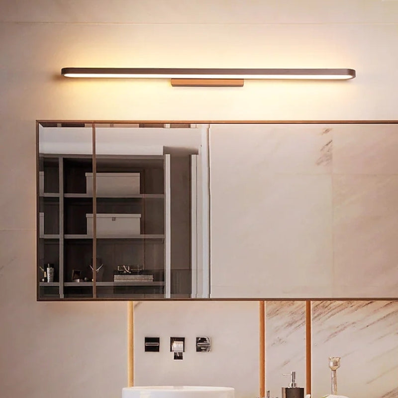 Applique Miroir Aluminium Bande Silicone Noir Café Marron 40cm 60cm 80cm LED Salle de Bain | Sansotis