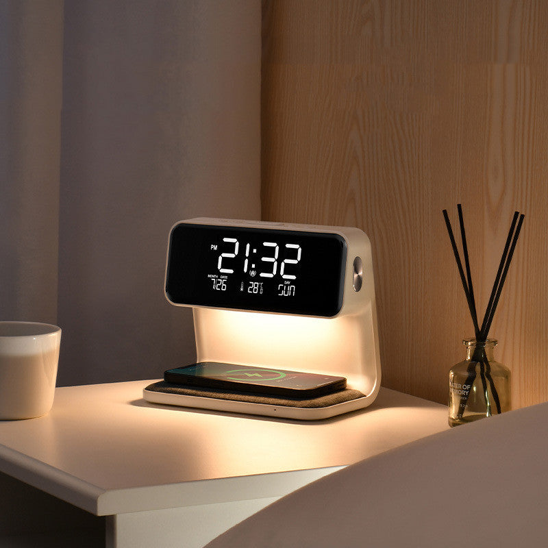 Lampe de chevet 3 en 1 avec chargeur sans fil, réveil LCD et LED à intensité variable