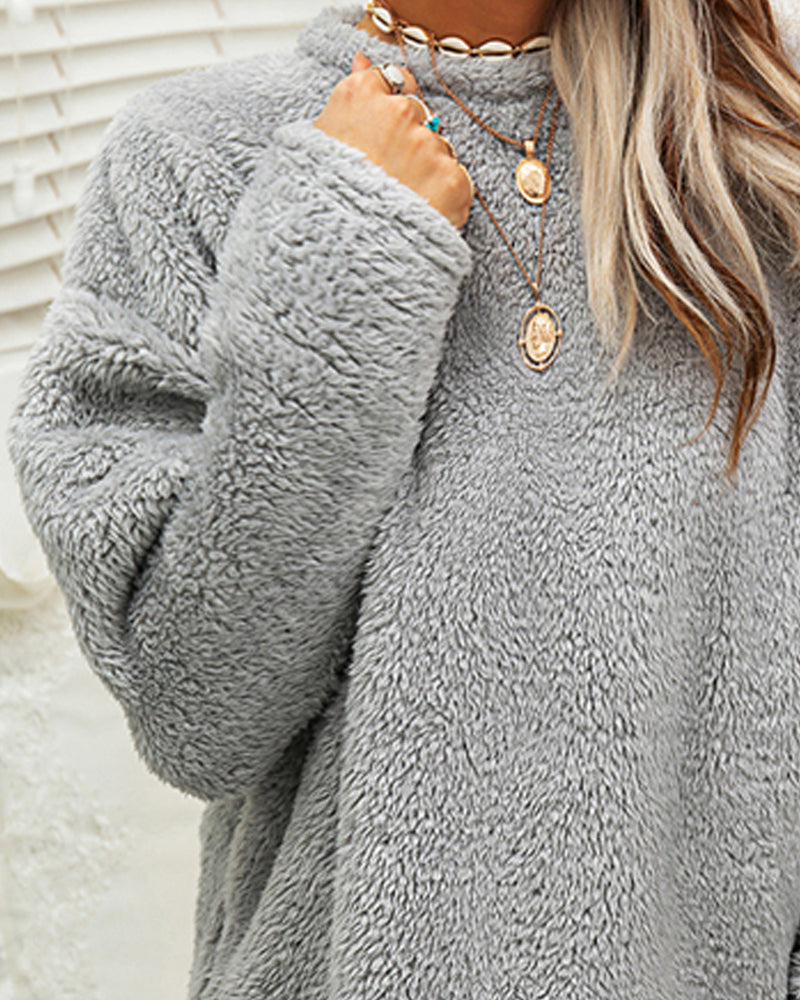 Pull tunique doux et confortable pour femmes - Sherpa surdimensionné, hiver