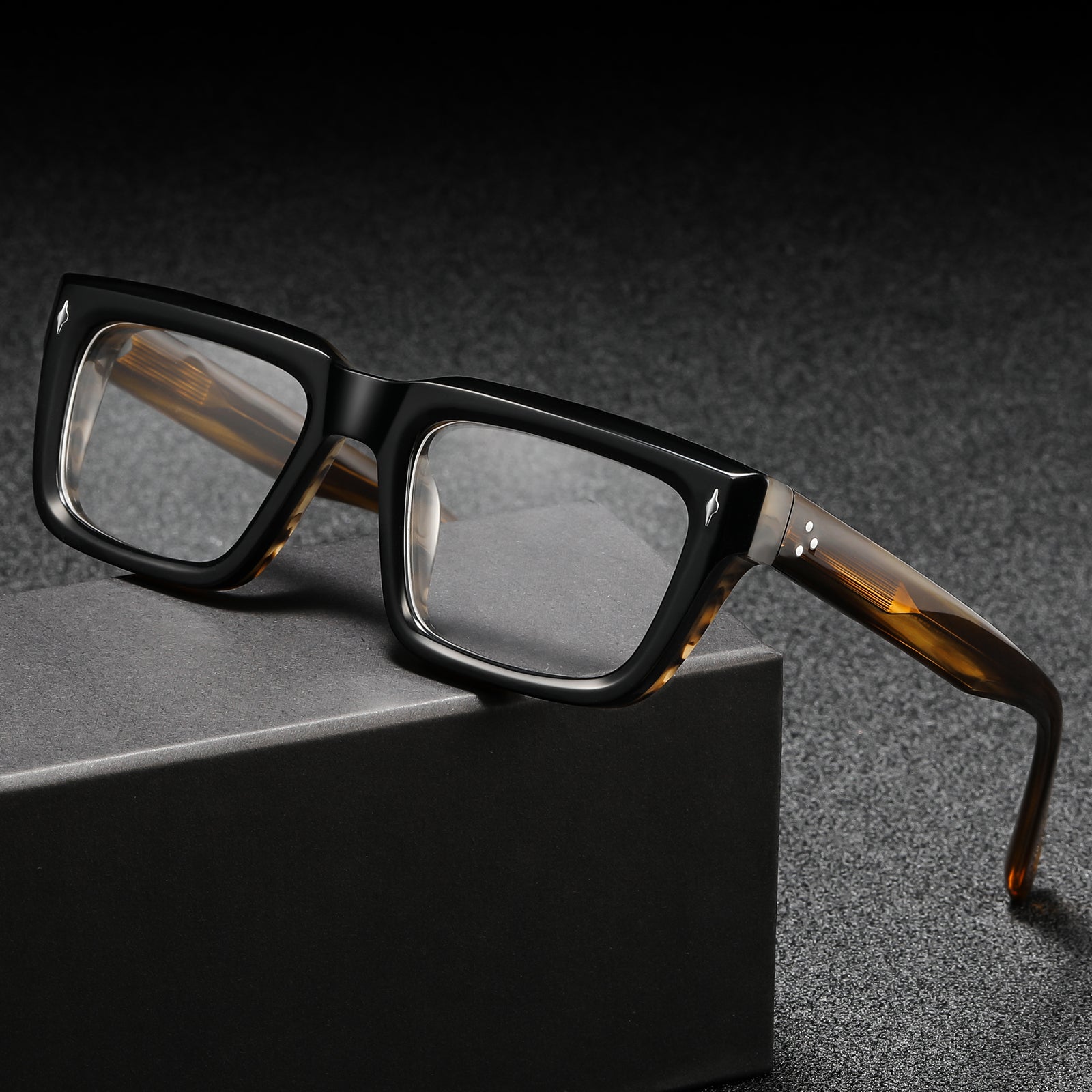 Majeed Monture de lunettes rectangulaires rétro en acétate