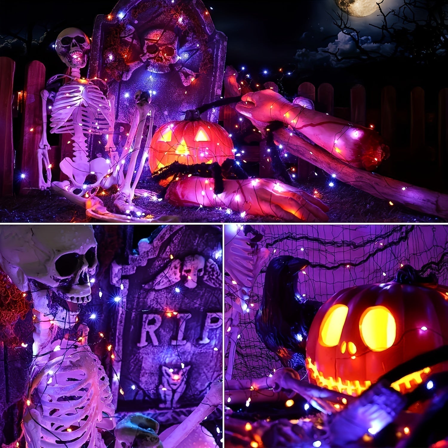 Guirlande lumineuse solaire d'extérieur pour Halloween