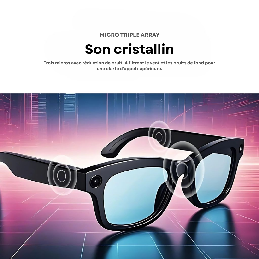Lunettes Connectées VisionPro™ – Caméra HD, Audio Immersif & Protection Visuelle