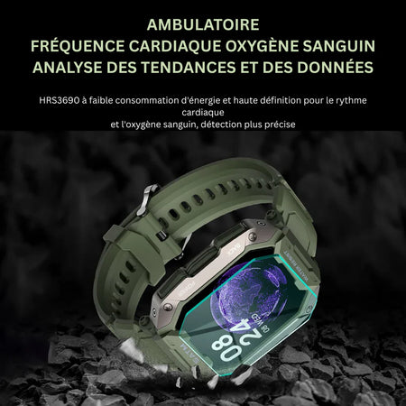 Montre Connectée Tactique Militaire – Ultra Résistante & Autonomie Longue Durée