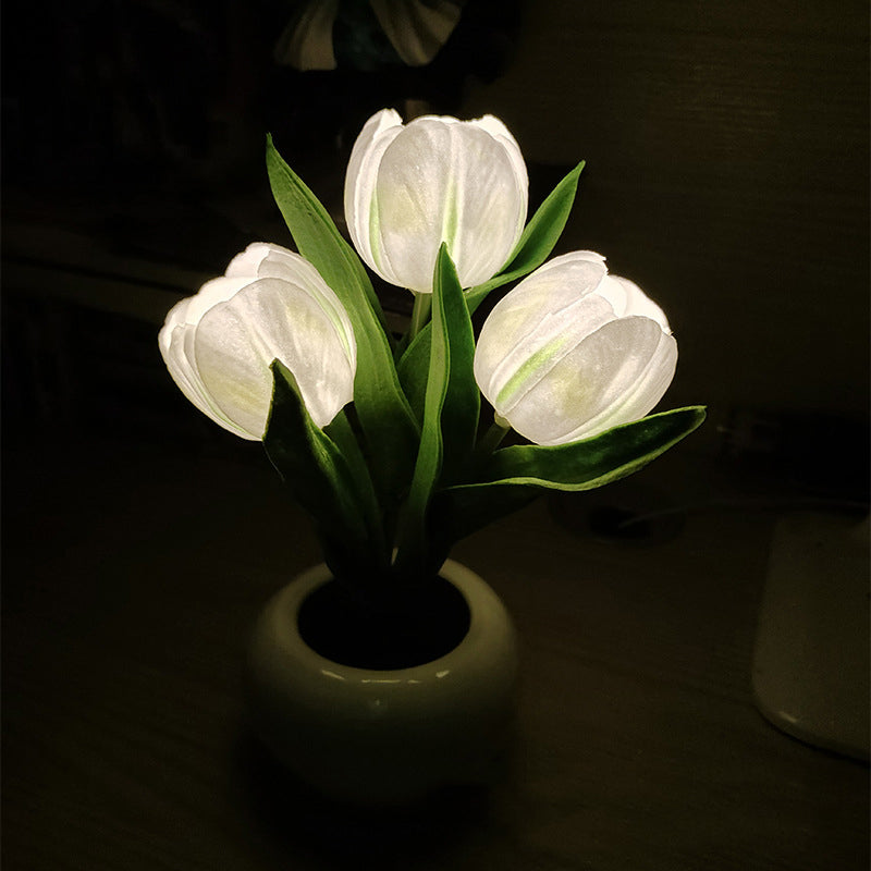 Lampe de table de chevet tulipe LED Lampe de table à fleurs