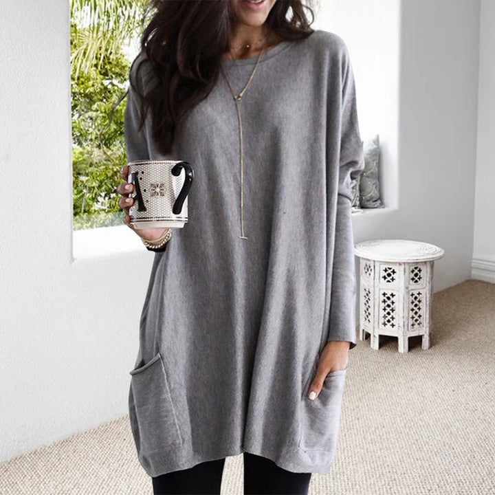 Pull tunique surdimensionné et confortable pour femme - Tricot à manches longues