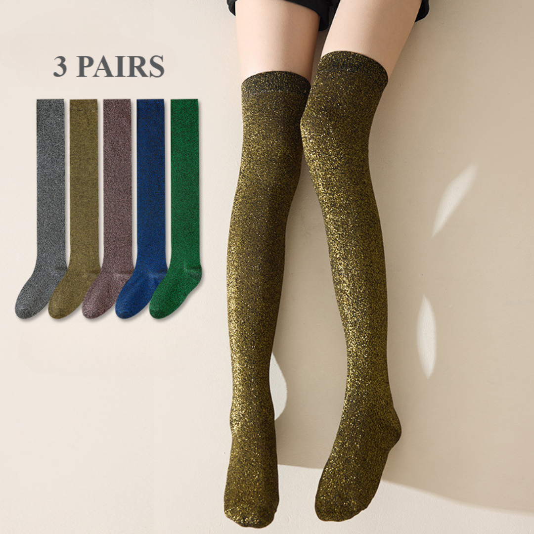 Chaussettes Hautes à Paillettes Brillantes Femme – Mode & Élégance au Quotidien