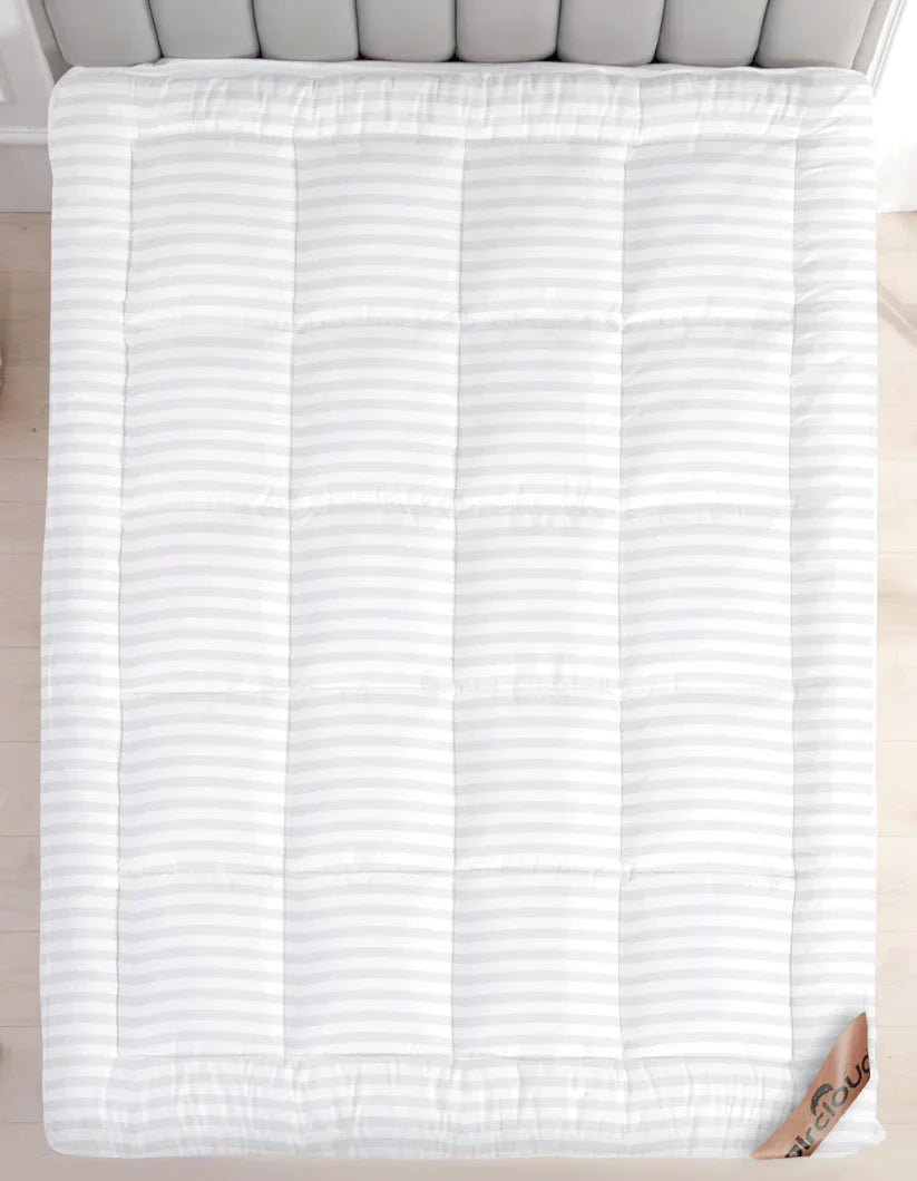 Surmatelas en Microfibre à Rayures Satinées