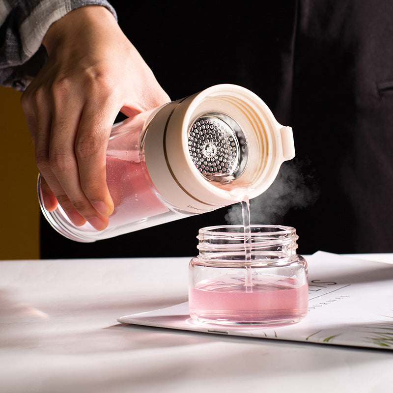 Bouteille d'eau en verre à double paroi étanche avec infuseur à thé