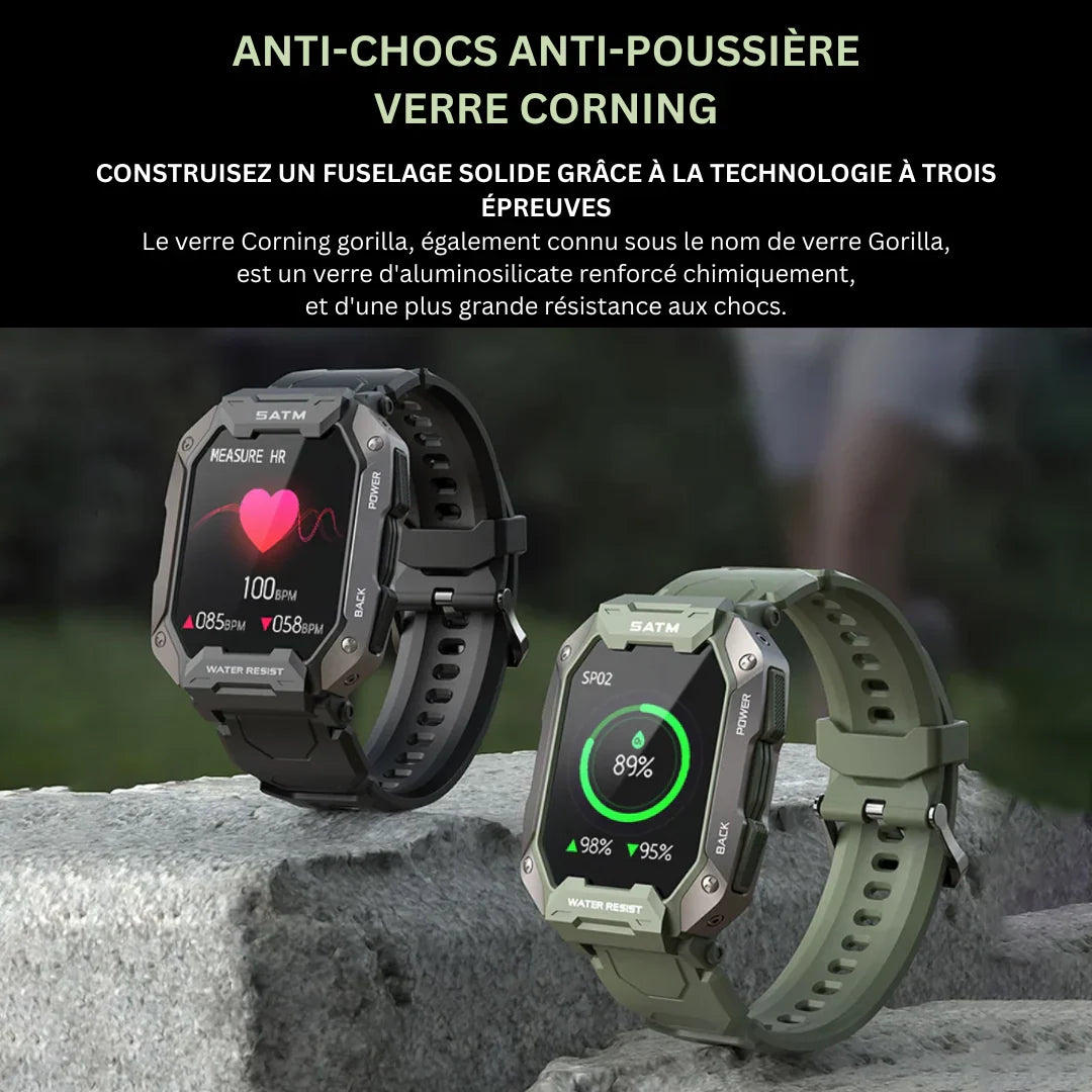 Montre Connectée Tactique Militaire – Ultra Résistante & Autonomie Longue Durée