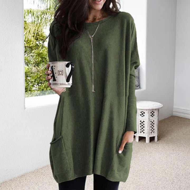 Pull tunique surdimensionné et confortable pour femme - Tricot à manches longues