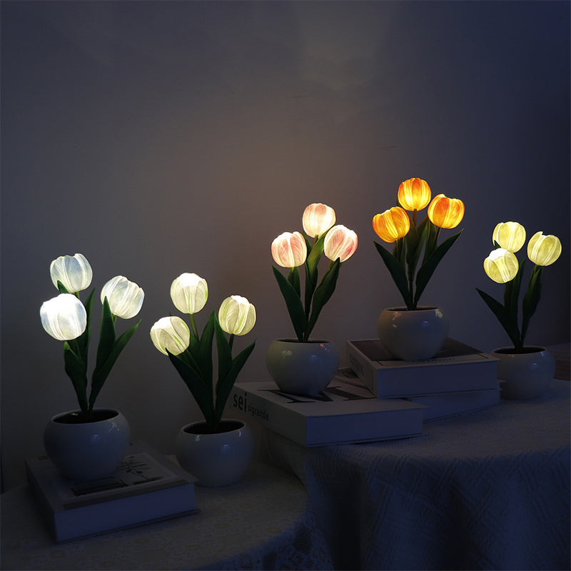Lampe de table de chevet tulipe LED Lampe de table à fleurs