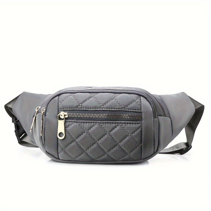 Sac banane léger pour femmes avec motif à carreaux matelassé et fermeture éclair double