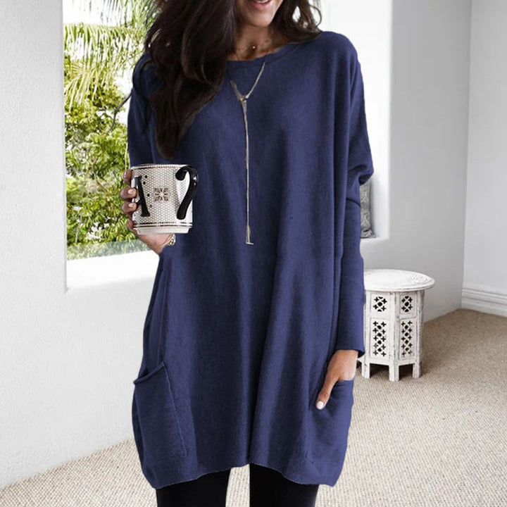 Pull tunique surdimensionné et confortable pour femme - Tricot à manches longues