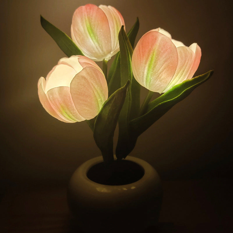 Lampe de table de chevet tulipe LED Lampe de table à fleurs