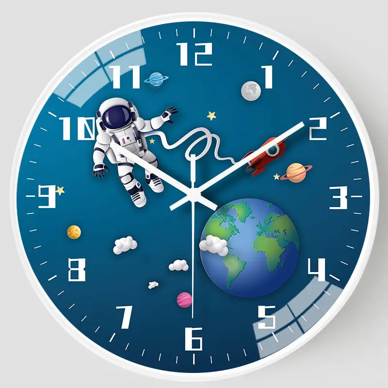 Horloge murale sur le thème de l’espace | Conception de la Terre d'astronaute
