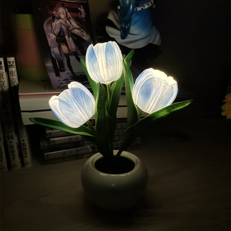 Lampe de table de chevet tulipe LED Lampe de table à fleurs