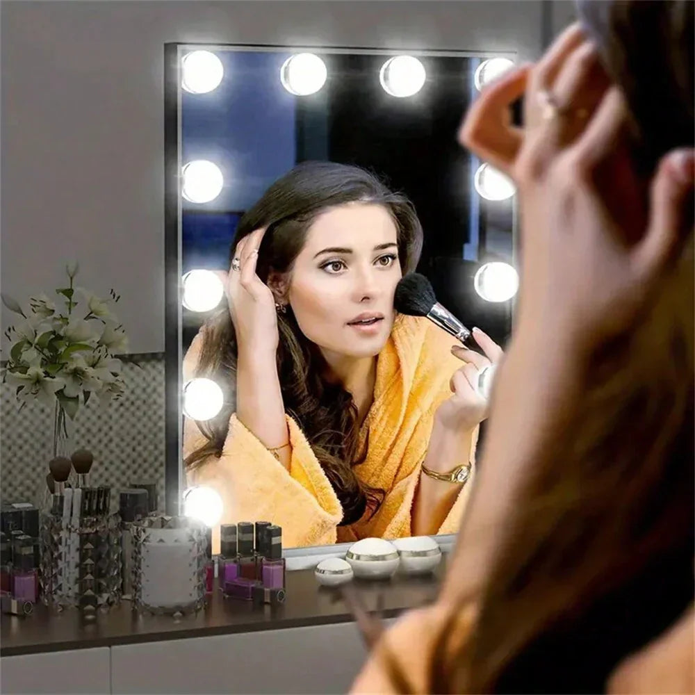 Éclairage de miroir LED à intensité variable avec boules lumineuses et éclairage de maquillage réglable