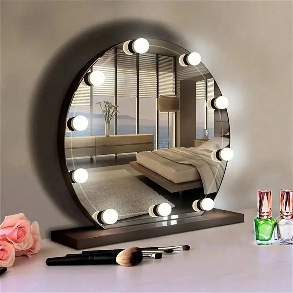 Éclairage de miroir LED à intensité variable avec boules lumineuses et éclairage de maquillage réglable