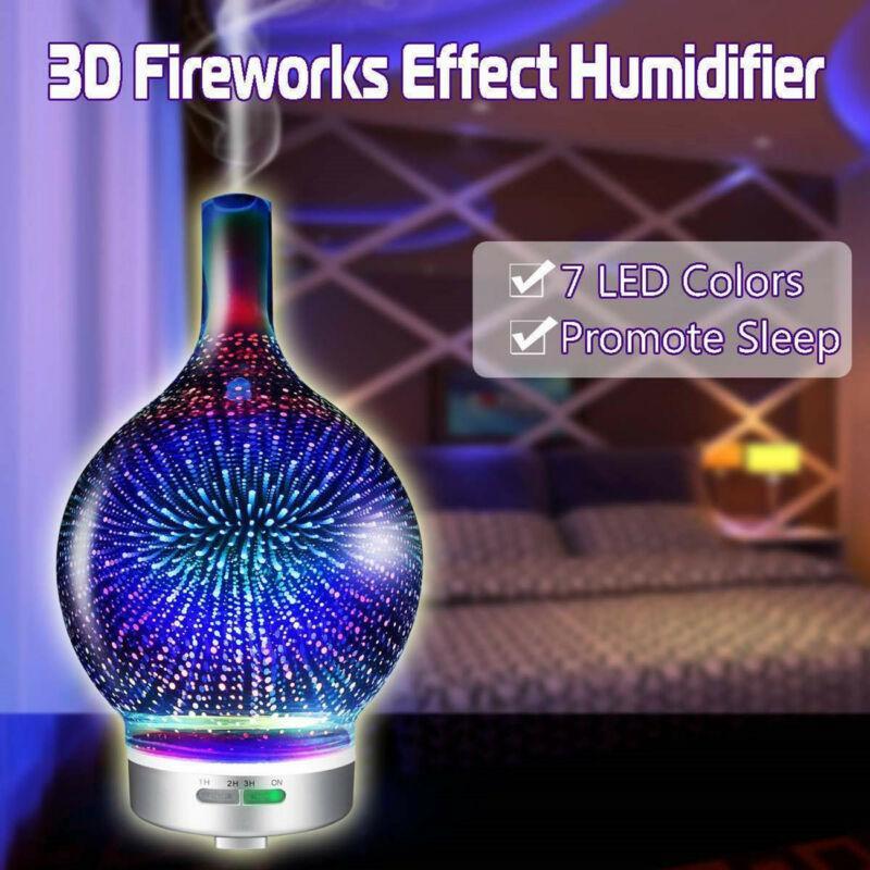 Diffuseur d'huiles essentielles d'humidificateur d'air de feux d'artifice 3D