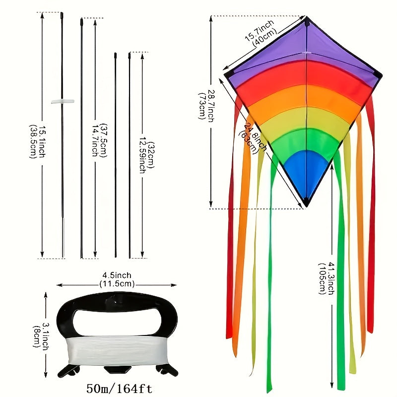 Cerf-volant arc-en-ciel avec de longs rubans colorés pour la plage et les jeux en plein air