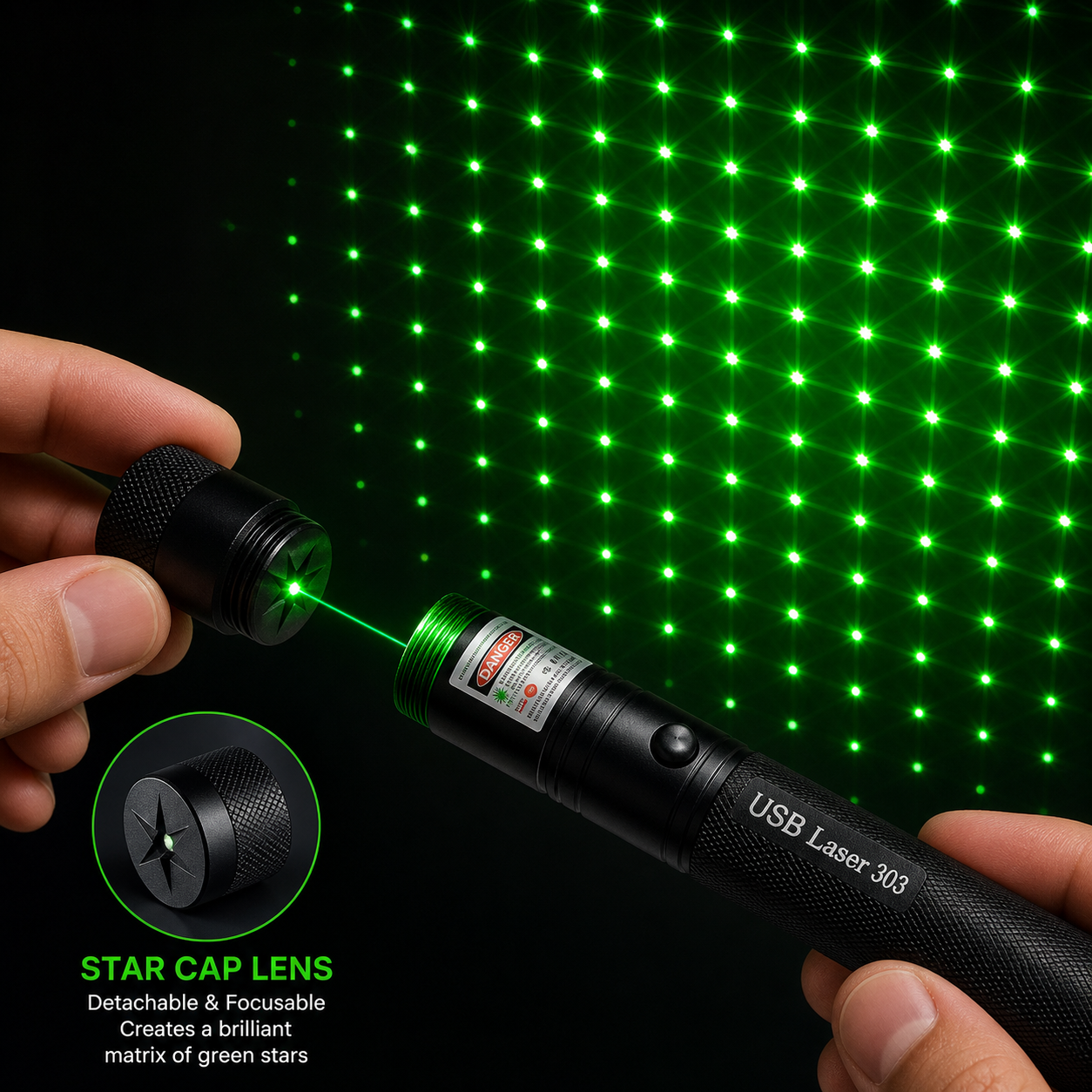 Pointeur laser puissant rechargeable | Longue portée avec mise au point réglable | Idéal pour présentations et observations
