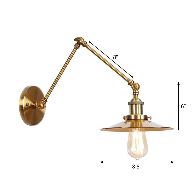 Elégante applique en laiton avec bras pivotants et abat-jour