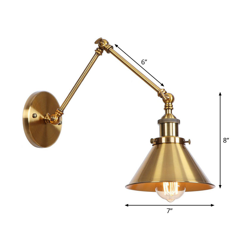 Elégante applique en laiton avec bras pivotants et abat-jour