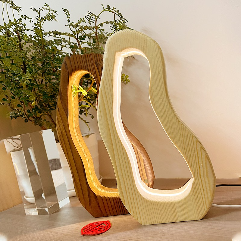 Lampe de table de chevet en bois nordique moderne