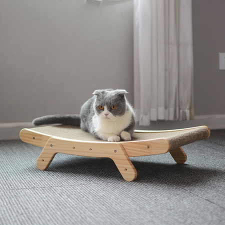 Grattoir pour chat, planche à gratter en bois courbé, lit de détente pour chat