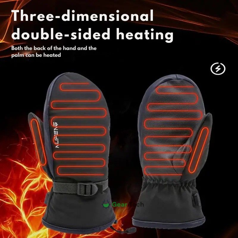 Gants chauffants USB double face étanches avec paume antidérapante, 3 niveaux de chaleur, compatibles écran tactile