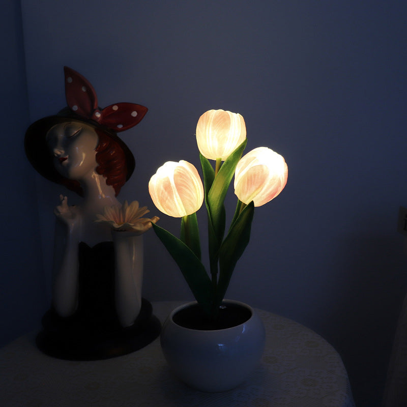 Lampe de table de chevet tulipe LED Lampe de table à fleurs