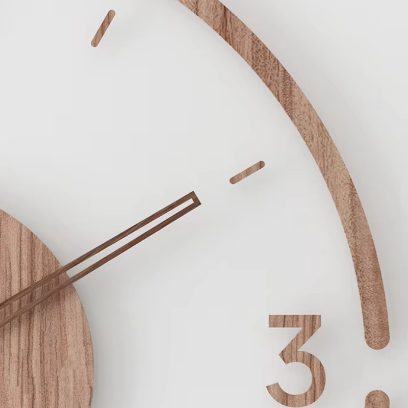 Houten Wandklok 30-35cm Massief Hout Stille Uurwerk Woonkamer Slaapkamer Kantoor Scandinavisch Design | Sansotis