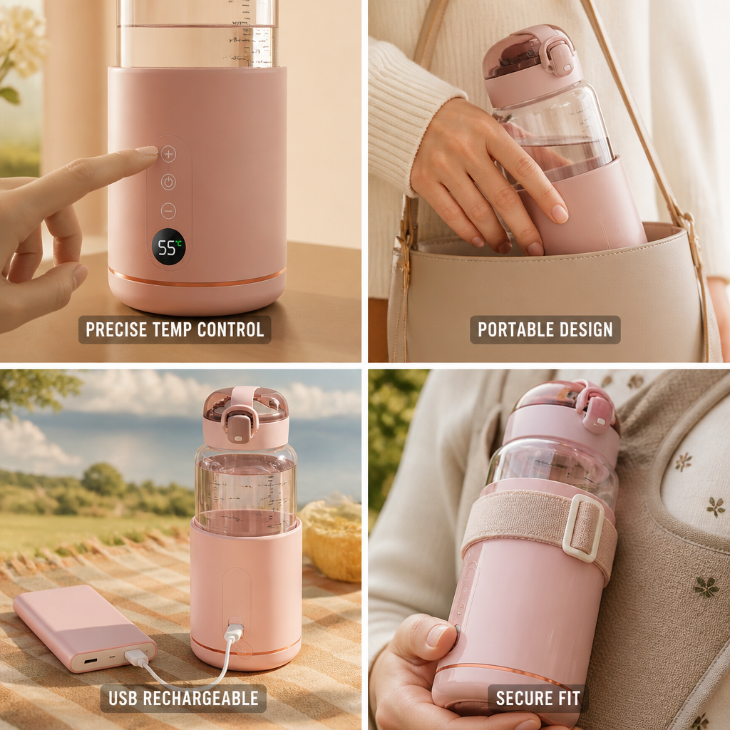 Chauffe-biberon nomade rechargeable USB avec écran LED