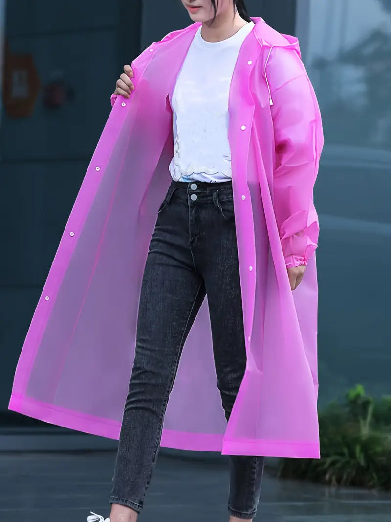 Imperméable Long Unisexe avec Capuche – Veste de Pluie Légère et Réutilisable