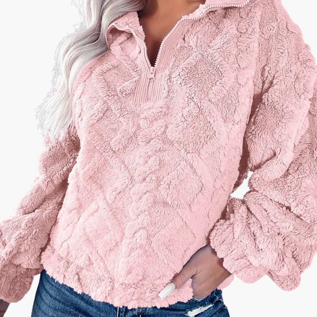 Pull col montant femme en maille texturée