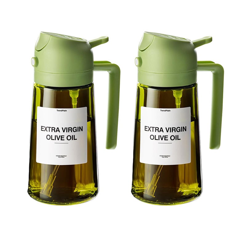 Pulvérisateur et distributeur d'huile 2-en-1 en verre 470 ml — pulvérisateur et verseur de cuisine avec pompe doseuse