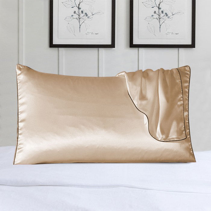 Paquet de 2 taies d'oreiller 100 % soie avec bordure