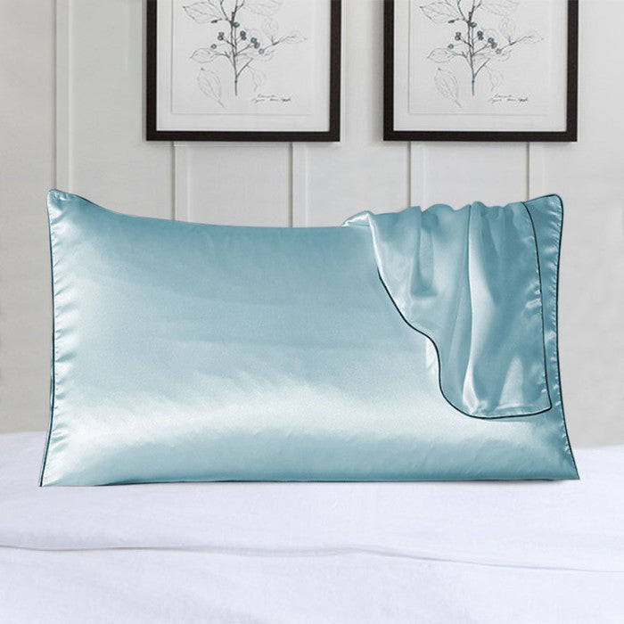 Paquet de 2 taies d'oreiller 100 % soie avec bordure