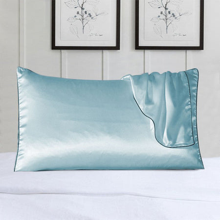 Paquet de 2 taies d'oreiller 100 % soie avec bordure