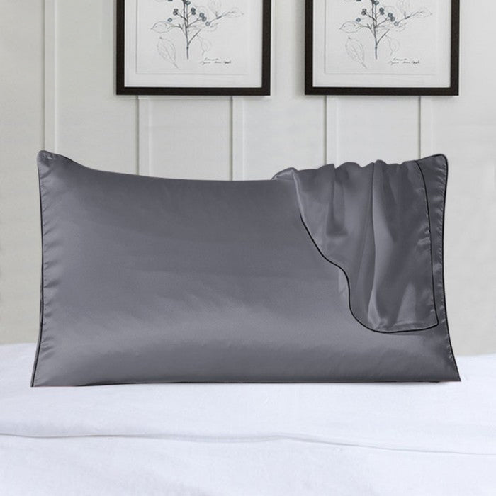 Paquet de 2 taies d'oreiller 100 % soie avec bordure