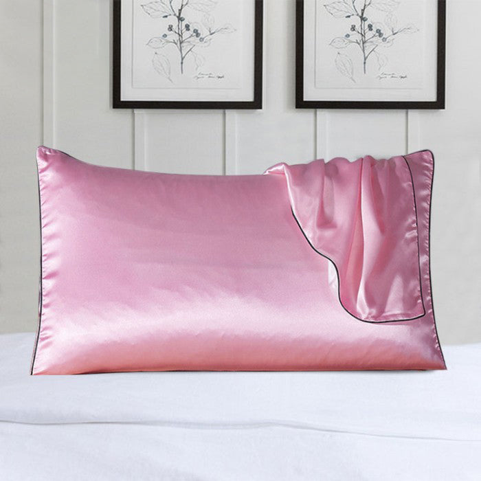 Paquet de 2 taies d'oreiller 100 % soie avec bordure