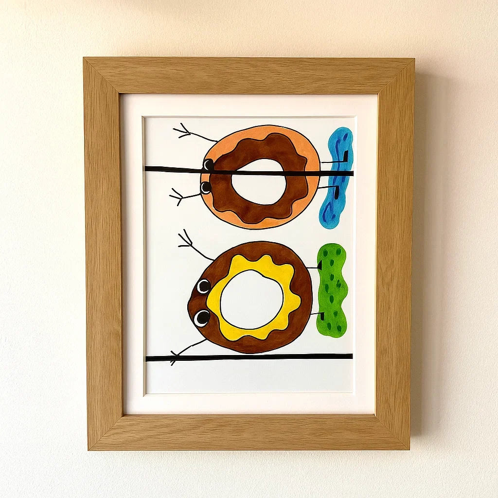 Présentoir d'œuvres d'art à charnière en bois avec cadre photo